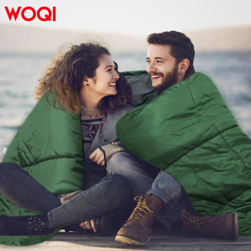 WOQI Comfortable Two-Person Sleeping Bag for All Seasons for Cold & Warm Weather Camping Hiking Backpacking