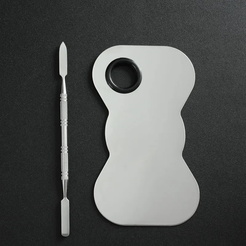 Перфорированная пустая Палетка теней для век в форме бабочки, контурная Палетка из нержавеющей стали для смешивания косметики на заказ, Палетка для макияжа с лопаткой