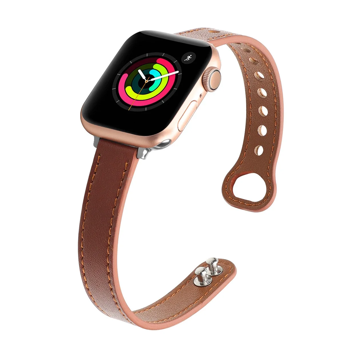 New Arrive Amazon Hot Brown Color Ultra Thin Retro Leather Band for Apple Watch Strap 7/6/5 38 40 42 44 mm