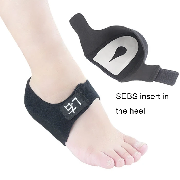 Plantar Fasciitis Therapy Wrap Heel Foot Pain Arch Support Ankle Brace Insole Orthotic Black Arch Sleeve and Black Heel Wrap