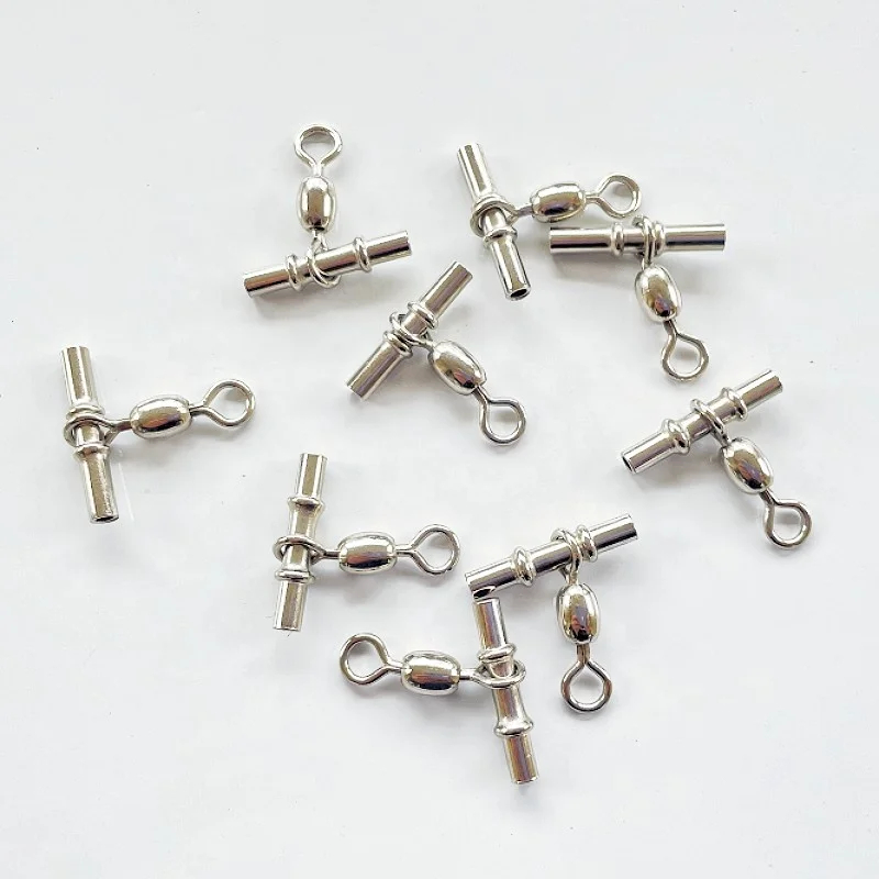 In stock Cross Line Crane Fishing Swivel With Solid Ring Brass Tube Fishing Line Connector Fishing Accessories