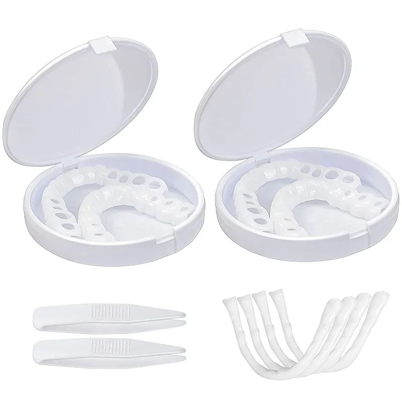 upper and lower false teeth cover white Instant smile false braces on smile veneers for your teeth