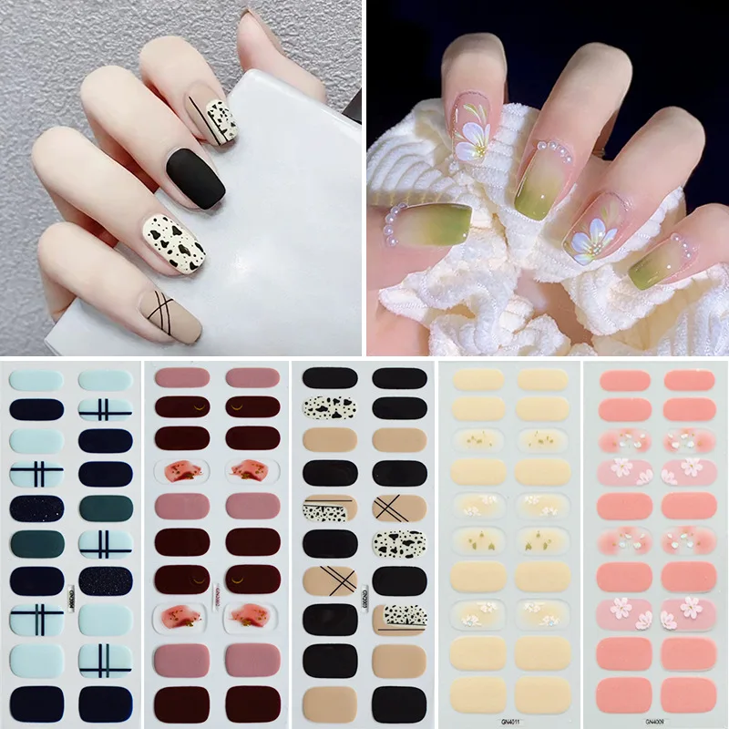V1 SAFENG Semi Cured Gel Strips Nail Sticker Nail Polish Art Stickers Nail UV Gel Stickers Woman Fingernail Decoration Art