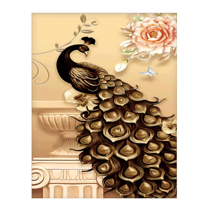 
5d Diy Diamond Painting Beautiful Peacock Full Square Round Diamond Embroidery Decor Home Resin Picture Of Rhinestone 