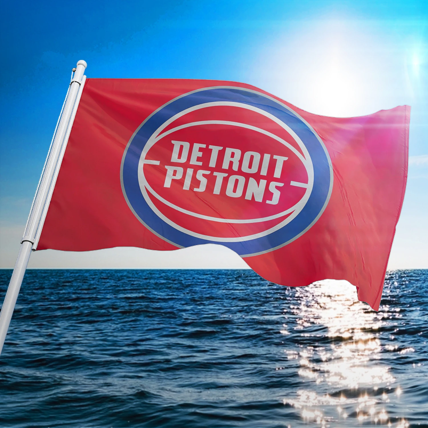 Promotional Product NBA Fast Delivery Factory Custom 3x5ft 100%Polyester Durable Sporting Event Custom Detroit Pistons Flags