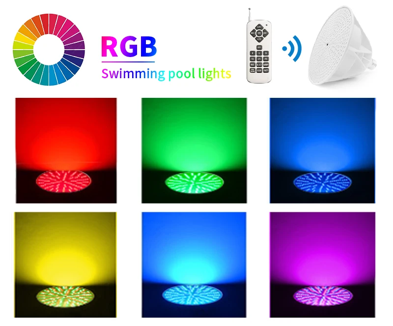 Усовершенствованная светодиодная лампочка для бассейна 120 В сменная с изменением цвета Rgb крепления Pentair Hayward и пульта дистанционного