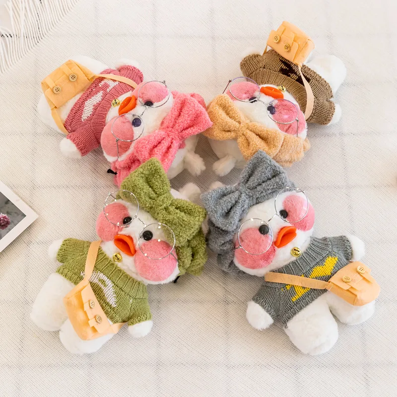 Wholesale  Lalafanfan Mini Cafe Original Clothes Yita White Yellow Pink Duck  Kawaii Plush Toy  Lalafanfan Duck
