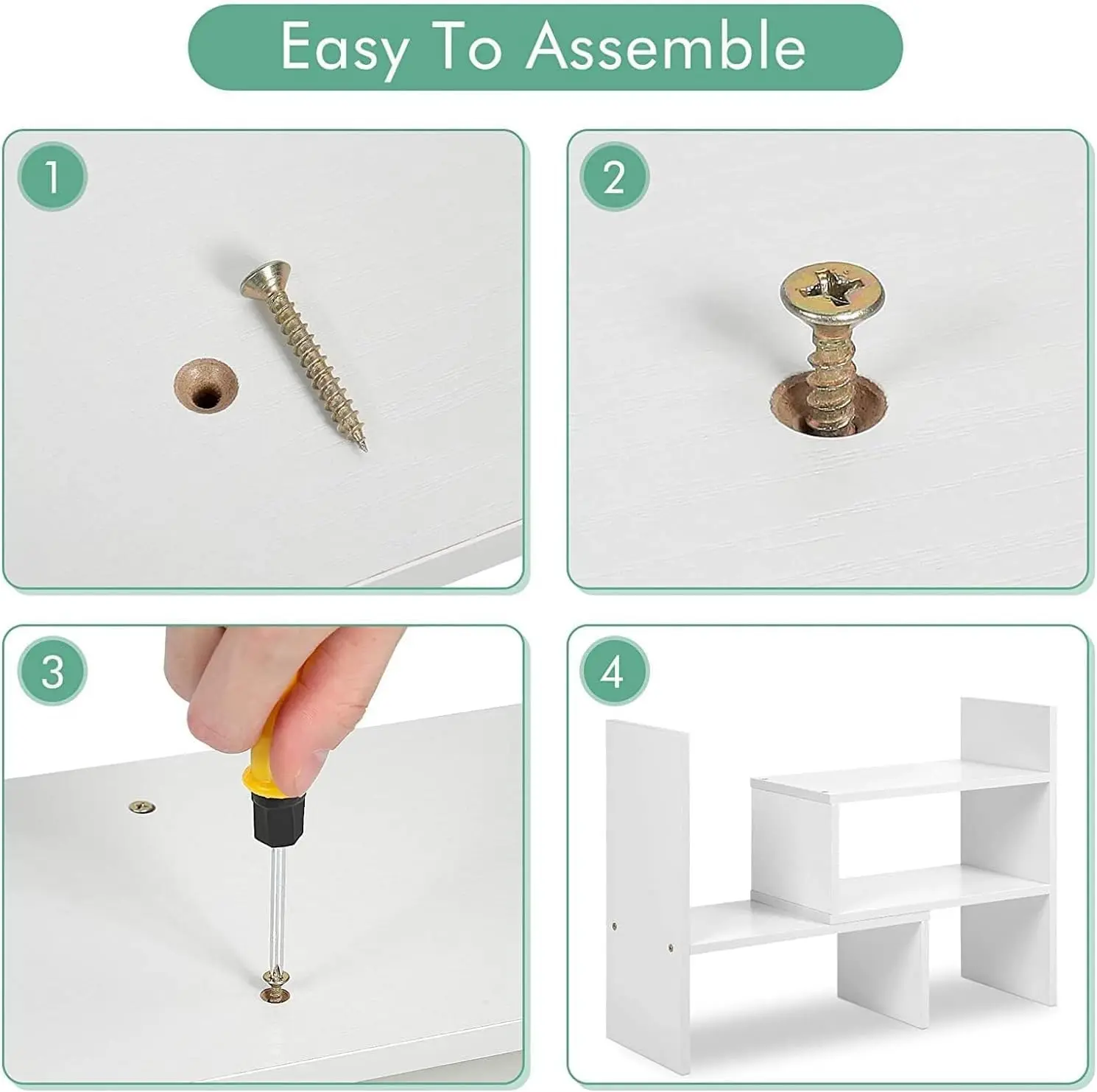 Natural Bamboo Desktop Storage Organizer Wooden 2 in 1 DIY Bookcase Stand Shelf for Books