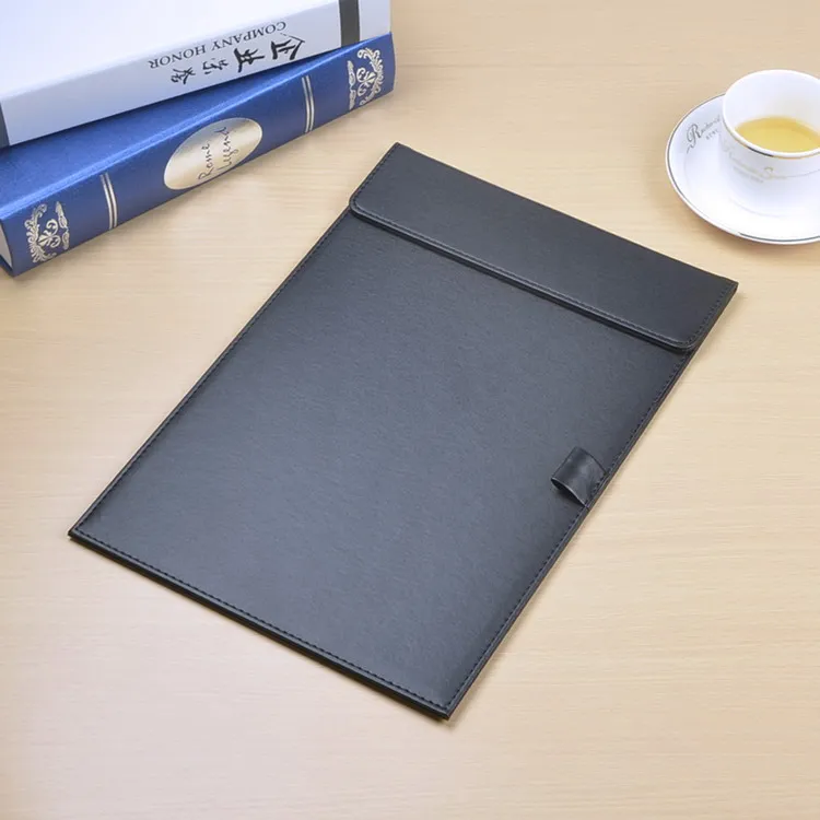 Custom Logo Cardboard Clip Folio Board A4 Office Letter Pad PU Clipboard With Storage