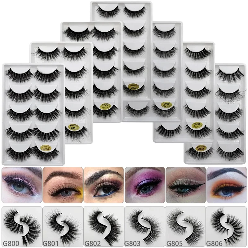 Wholesale G8 Series 3D Silk Faux Mink Eyelashes 5pairs trip lashes cils Natural Volume EyeLashes Manufacturer