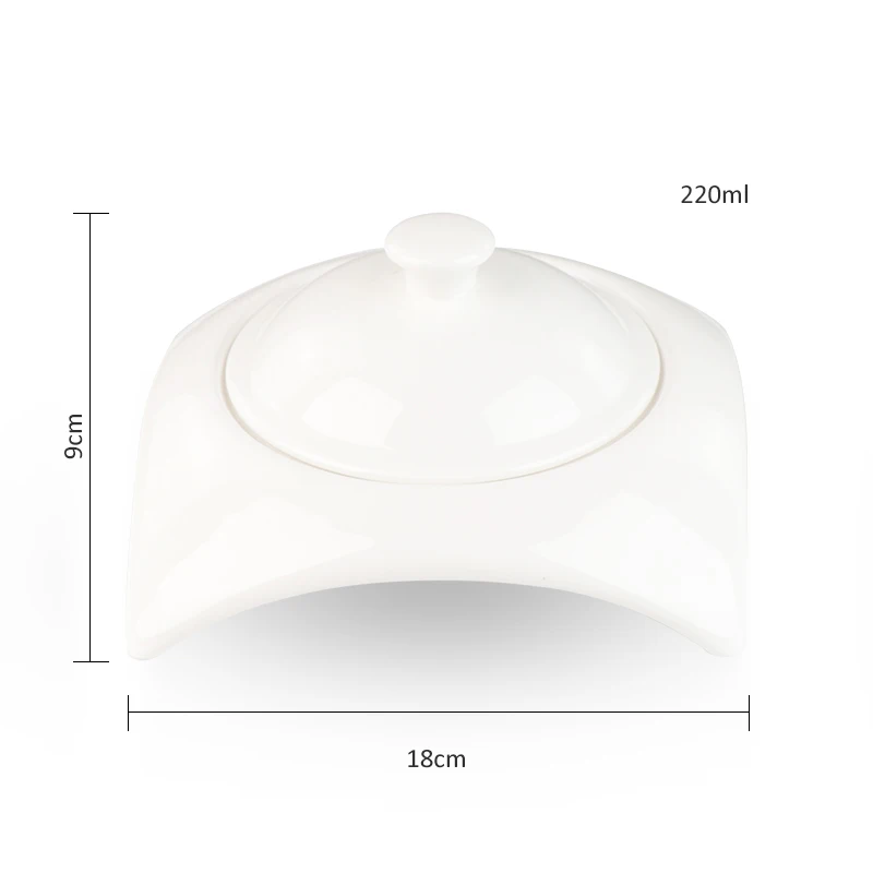 Ceramic porcelain 8 inch square single soup plate for hotel