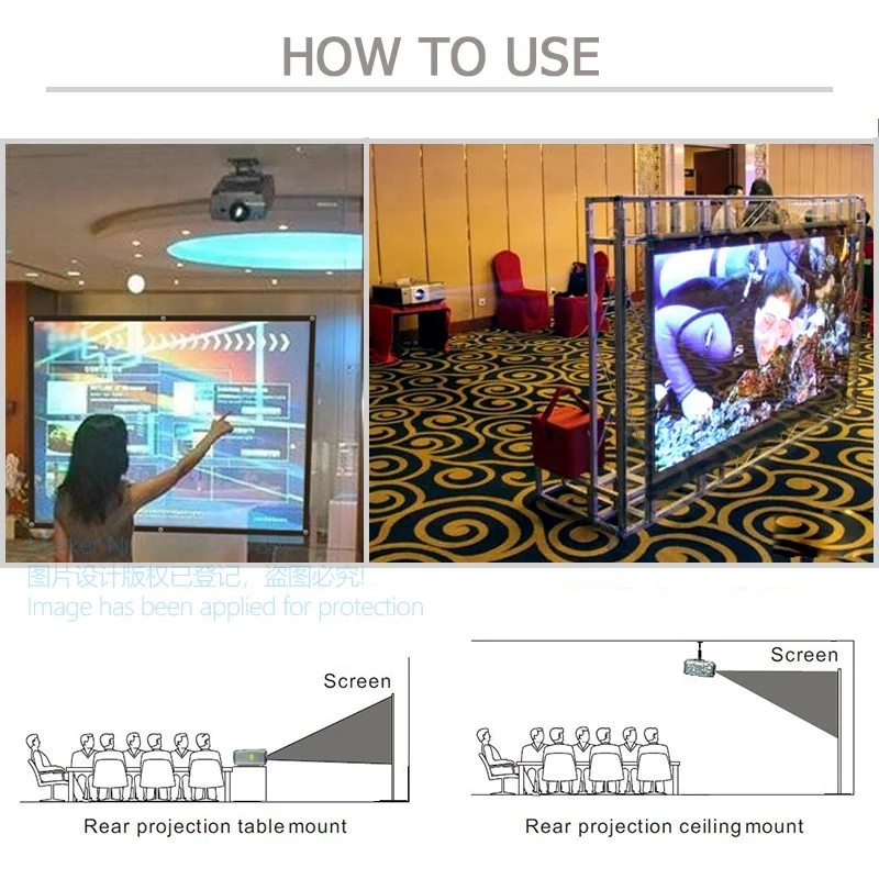 AUN 136 inches Projector Screen for Home Theater 4K 3D Projection Screen Foldable Portable Matte White Screen 16:9