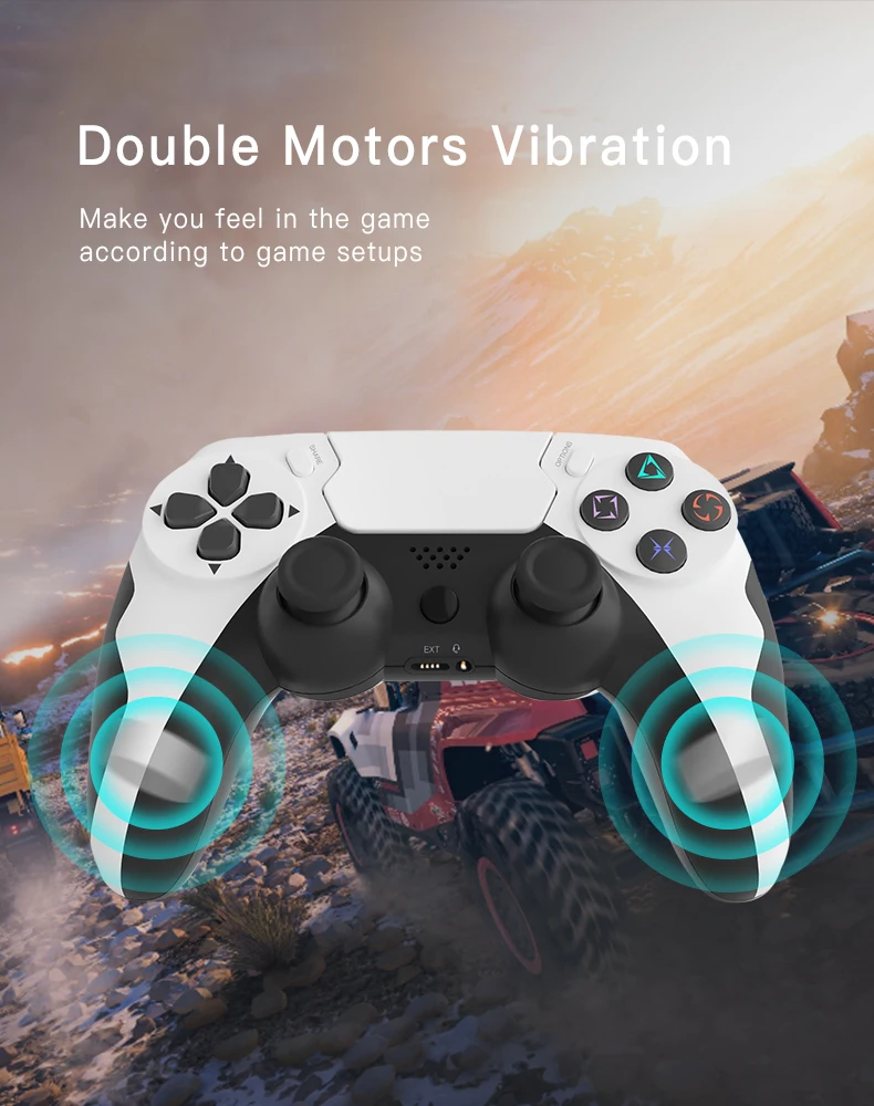 YLW Newest Double Shock  Wireless Custom Video Game Controller For PS4 Games Gamepad