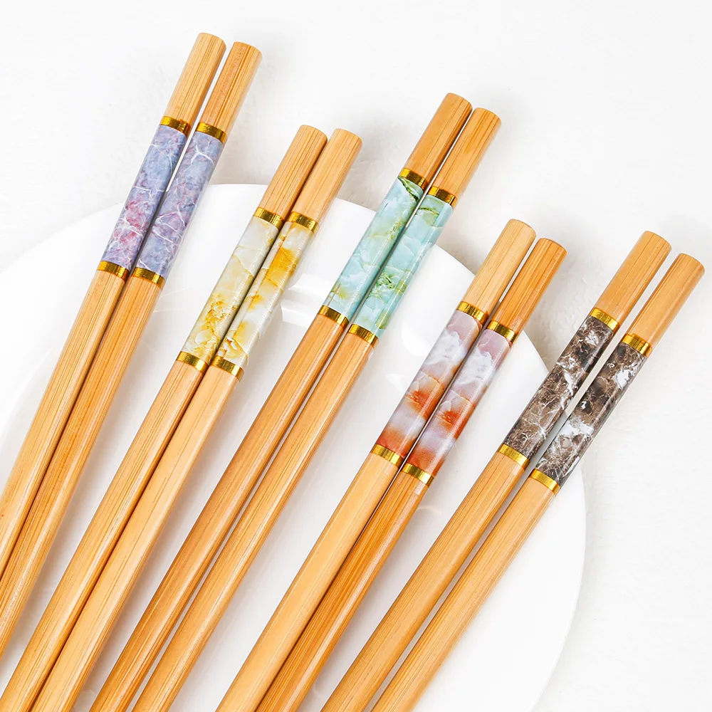 Bamboo marble sheath non-slip chopsticks