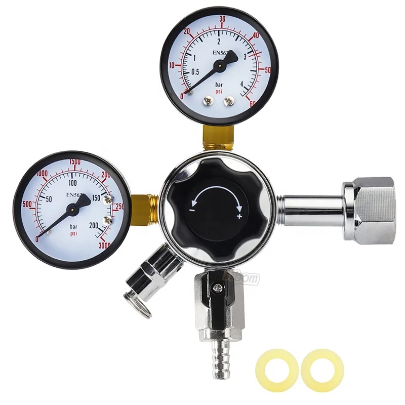 CO2 Kegerator Regulator with Pressure Adjustment Knob Beer Regulator with Safety Manual Pressure Relief Valve For Beer/Beverage