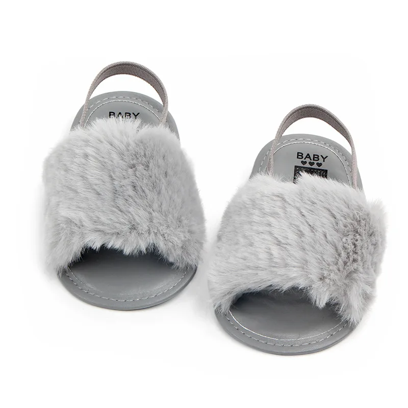 
Hot selling 0-1 Year Old Baby Furry Sandals Indoor Soft-soled Toddler Shoes Baby Shoes Wholesale 