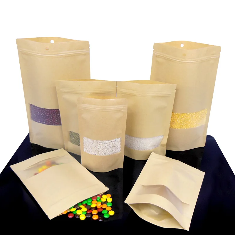 POLYSMARTS September Purchasing Festival Factory Discount Wholesale Kraft Paper Standing Zipper Plastic Food Packaging Bag