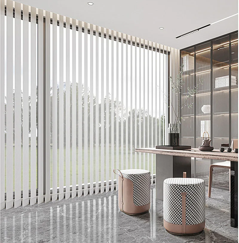 Factory supply vertical blinds fabric pvc wood blades customized window