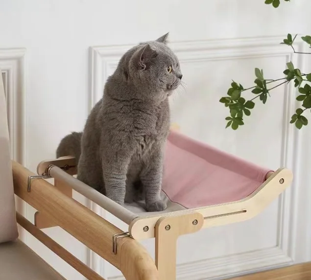 Doe Pet wholesale pet indoor hanging cat bed window hammock Cat Window wooden cat bed hammock window