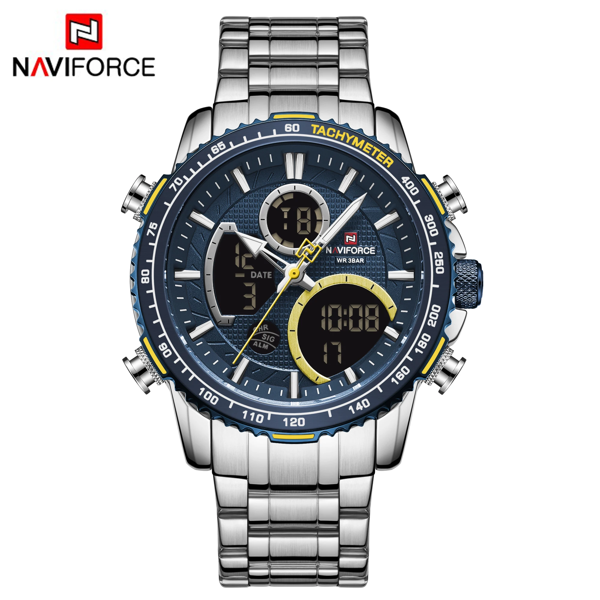 Новинка 2020, мужские наручные часы Naviforce 9182, водонепроницаемые Роскошные наручные часы для мужчин, мужские Аналоговые кварцевые цифровые часы для мужчин