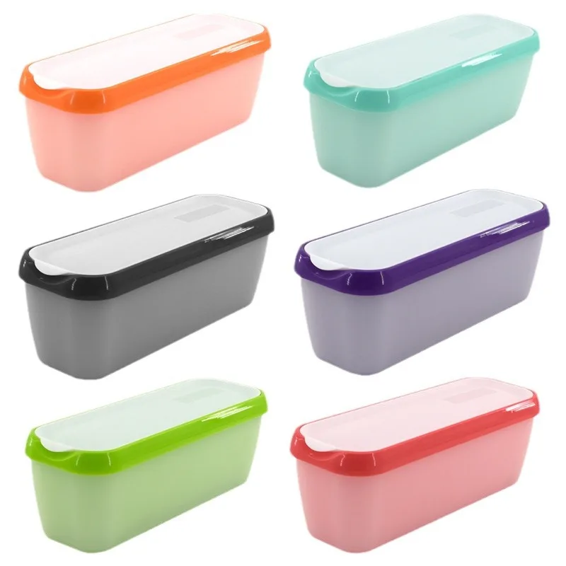 Cute Colors Large Size 1.5L Food Safe Plastic Storage Box Candy Storage Container Rectangle DIY Ice Cream Container