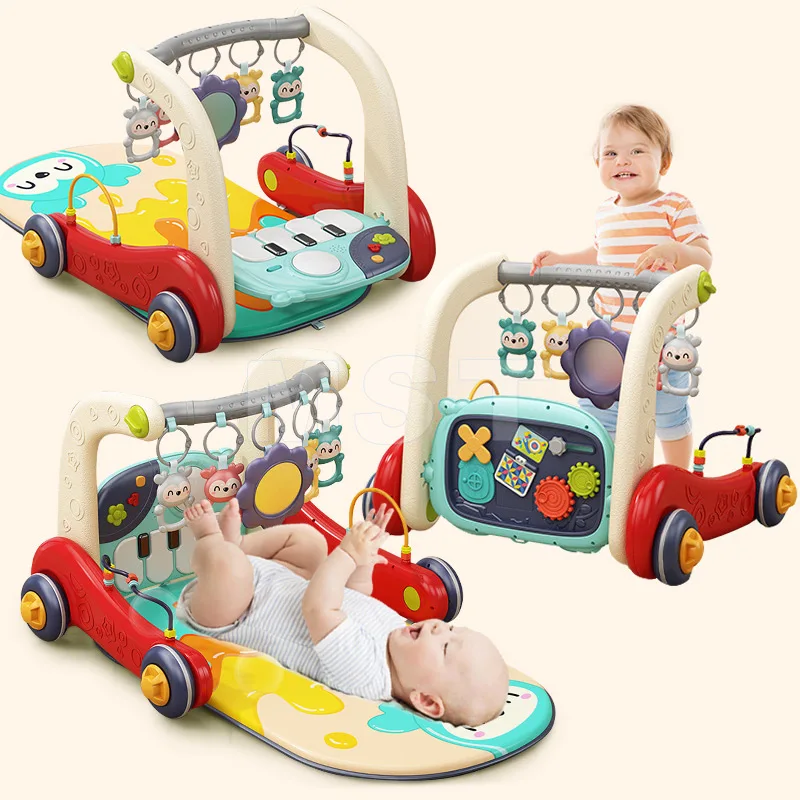 2 in 1 Infants Activity Center Kick Piano Keyboard Mat Sit-to-Stand Learning Walker Baby Play Piano Mat