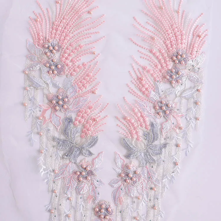 Stock Sewing on Flower Embroidery Lace Fabric Patches Custom Lace Fabric Patches