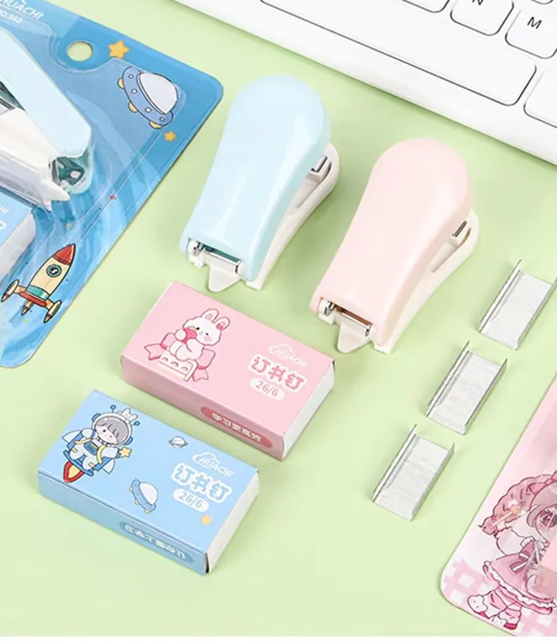 labor saving stapler macaron color student cute small stapler portable stapler