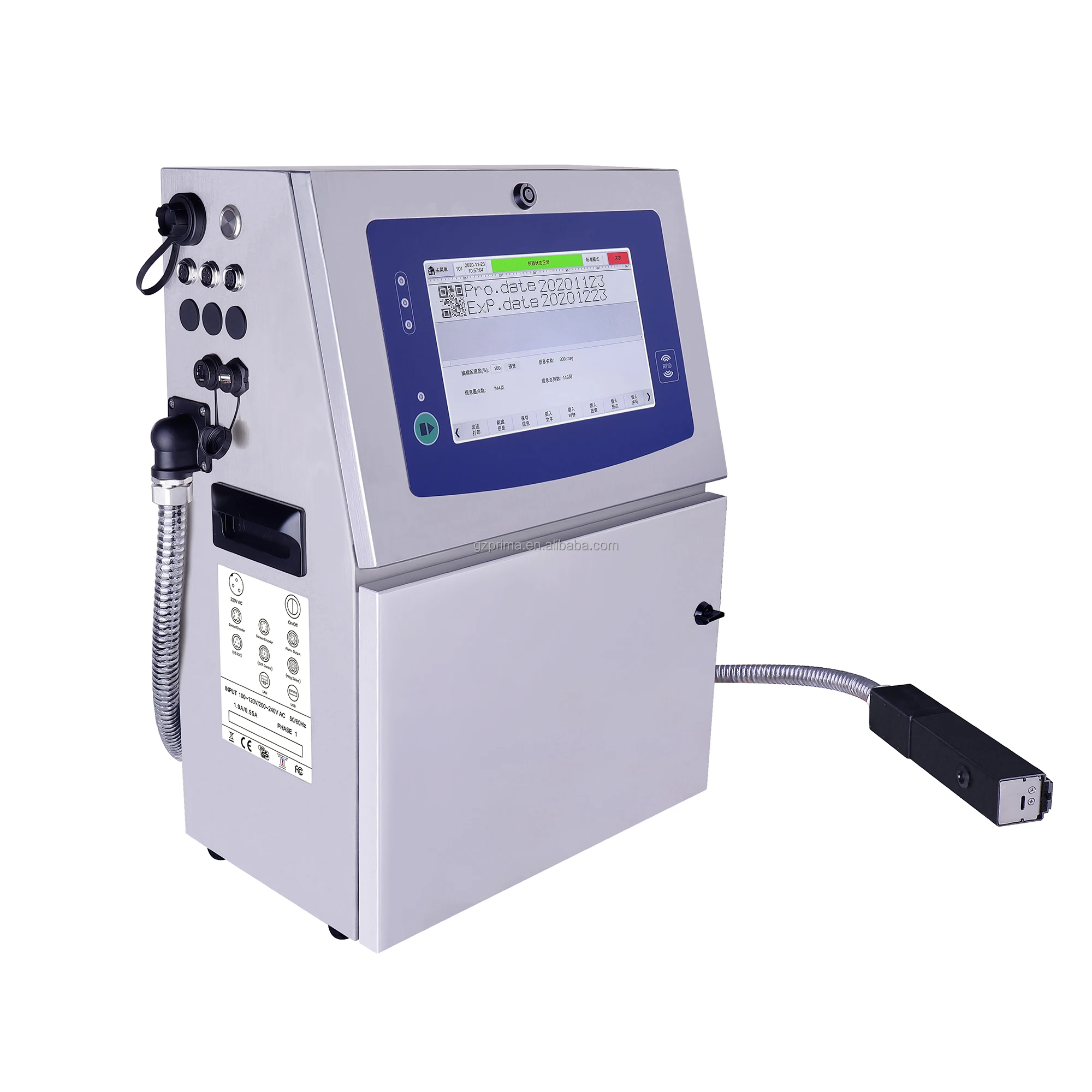 Small Character Cij Printer IPS-C500 Industrial Touch Scrcen Printing Glass Electronic Components Auto Chemical Packaging Box