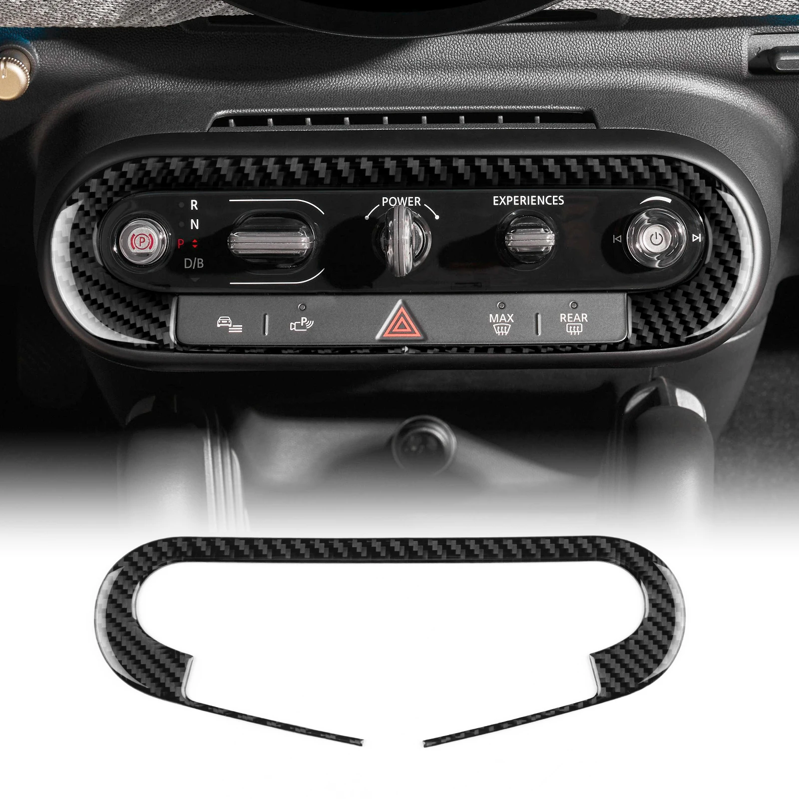 For BMW Mini Countryman U25 F65 F66 F67 Cooper S E SE J01 EV J05 Aceman 2024 Car Central Control Button Frame Soft Carbon Fiber