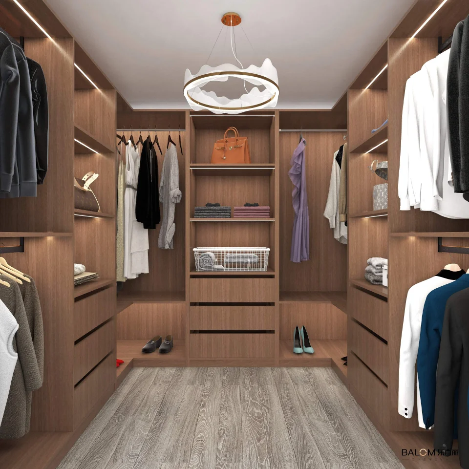 Melamine finish minimalist style built in wardrobe clothes cabinet