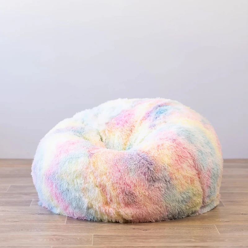 Iridescence Color Fur Supersoft Heavy 420gsm Boucle Plush Shaggy Fluffy Tie Dyed Faux Fur Fabric Fluffy Rabbit Fur for Bean Bags