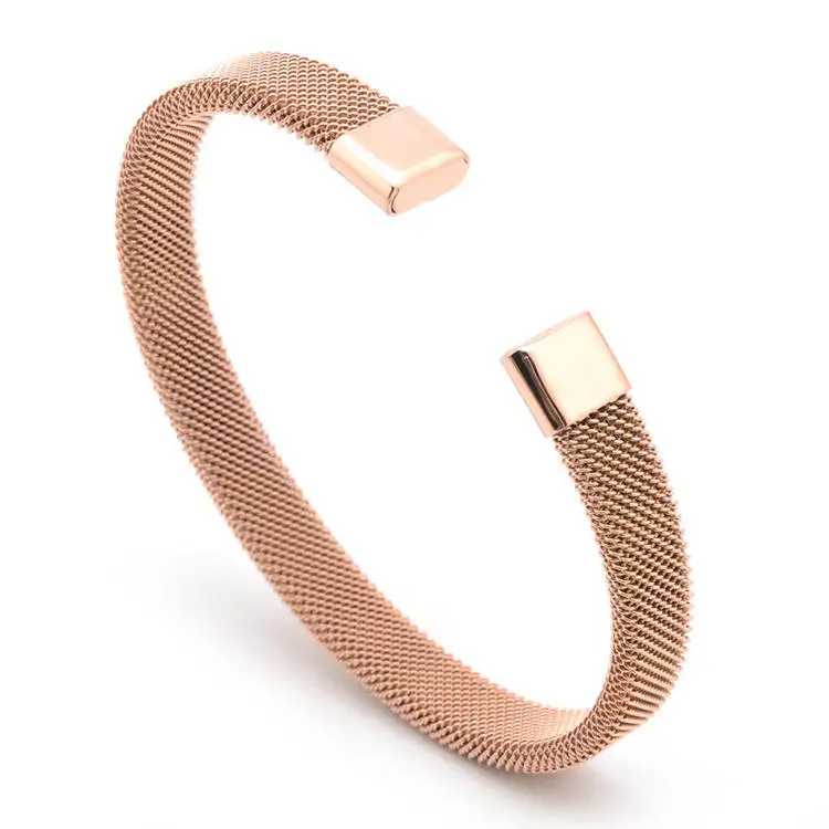 Top Quality Fashion 8MM/10MM Stainless Steel Mesh Cable Metal Bangle Cuff Bracelet For Men and Women