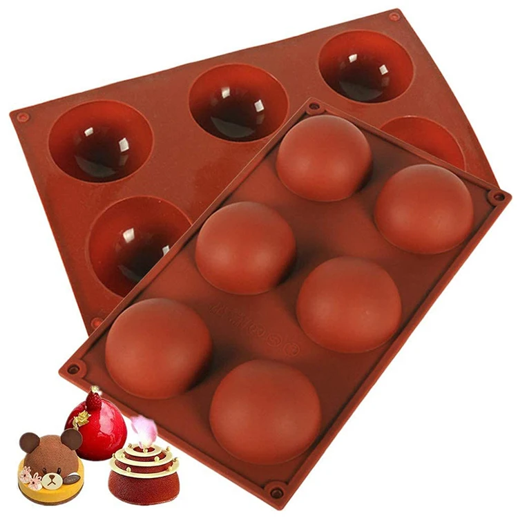 
Custom Logo 6 Cavities Round 3D Egg Cake Pan Tray Oven Baking Silicone Cake Molds 