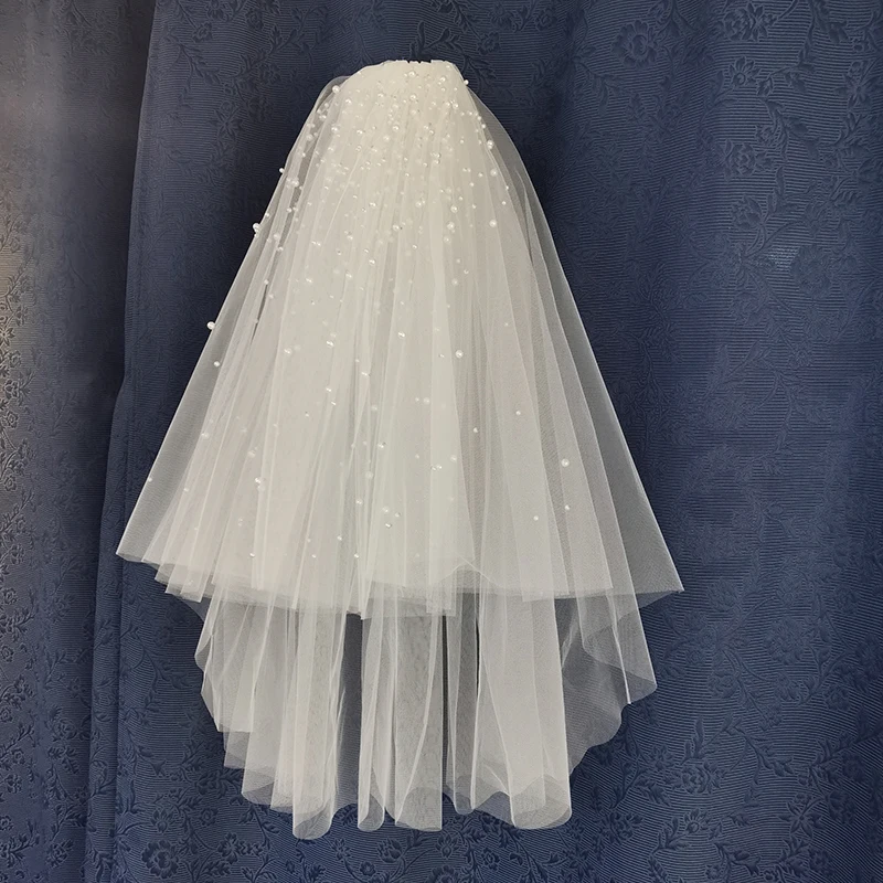 Pearl Long Tulle Two-Layer Bridal Veils