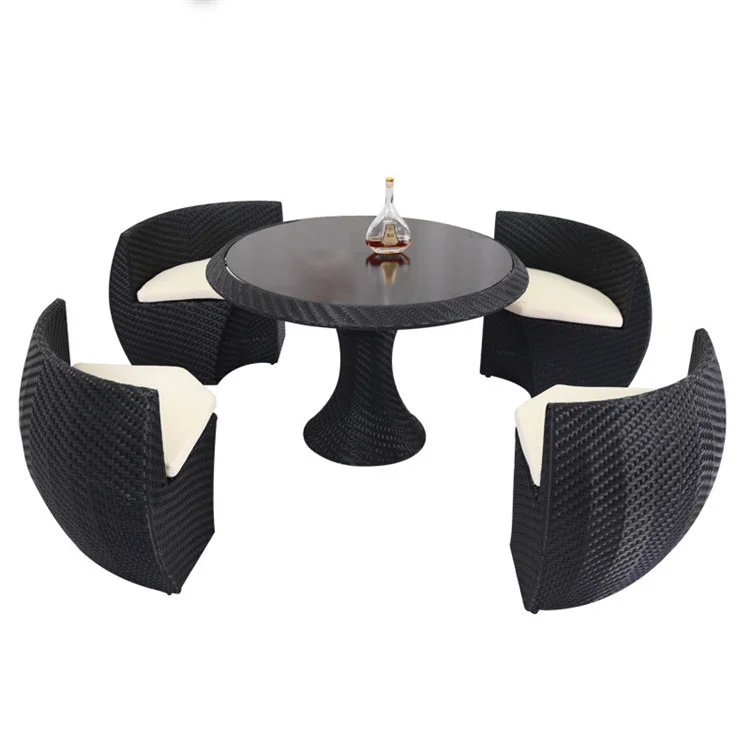  Garden Rattan Space Saving Dining Chair Table Handmade Wicker Outdoor