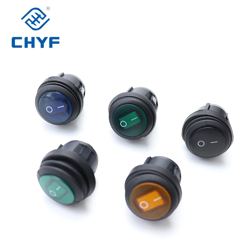 12V 20A Blue LED Lighted spst Round ON/Off 3 pins Waterproof round Rocker Switch for Marine Car RV Truck