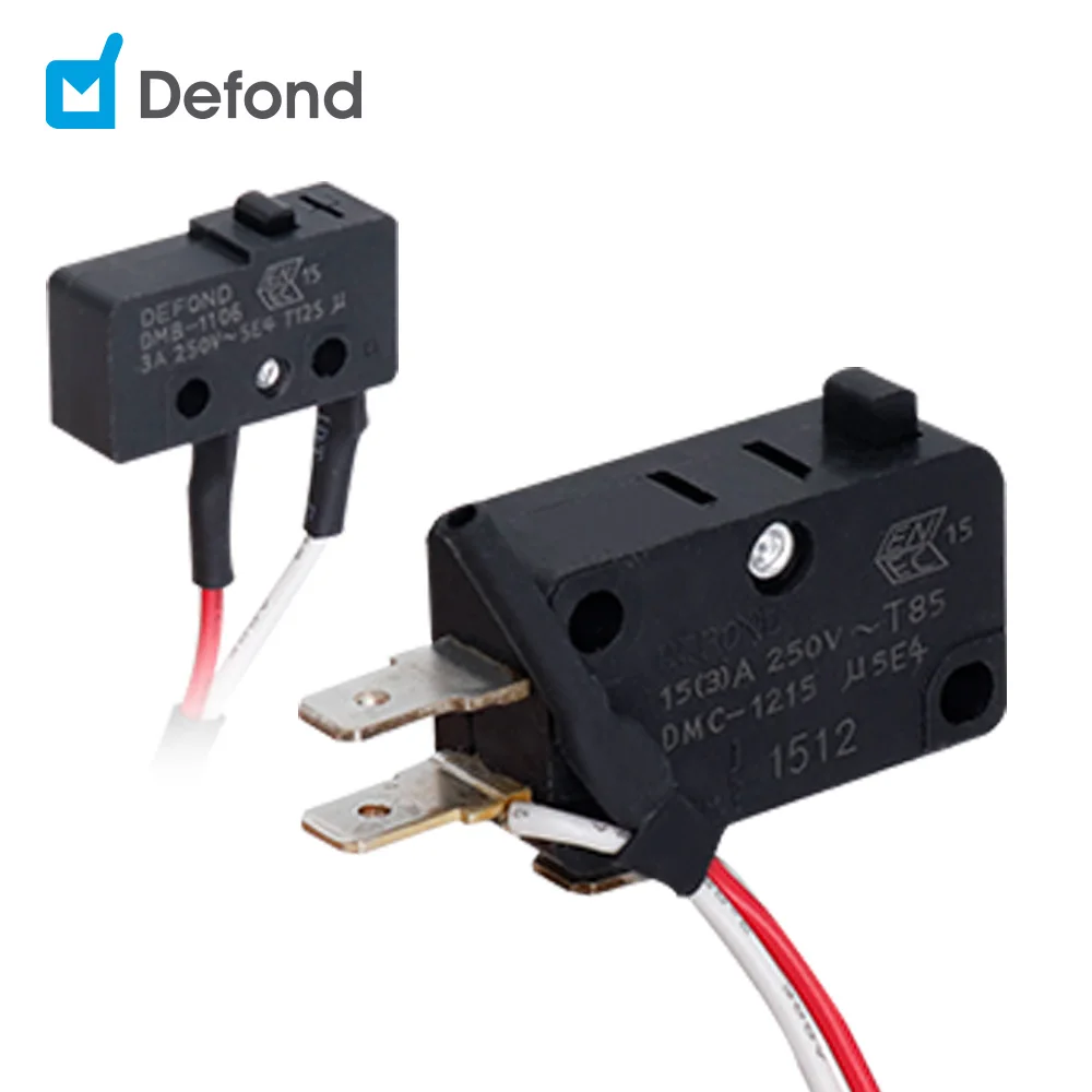 Defond 3pin 1p2t 15A 15.1A 125VAC 250VA microswitch DMC-1215X-CA-0AX33-08R micro switch witch wire