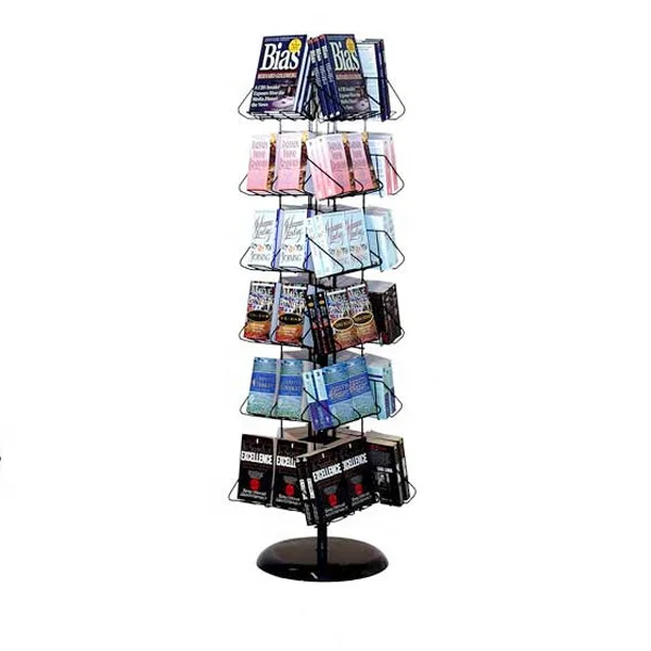 customized metal rotatable magazine notebook mini reading book display rack stand literature holder display rack