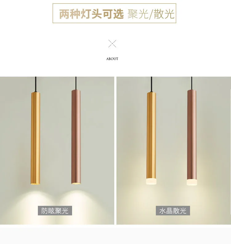 Modern Dimmable LED Hanging Lamp Long Tube Pendant Light For Kitchen Dining Room Shop Bar Decor Cylinder Pipe Spot Lights
