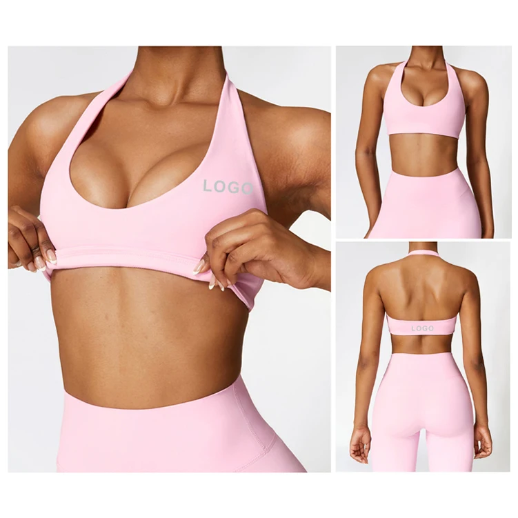 Most Popular In Sports Bras For Woman Halter Neck Running Shockproof Backless Yoga Gym Crop Tops High Support Sports Bra