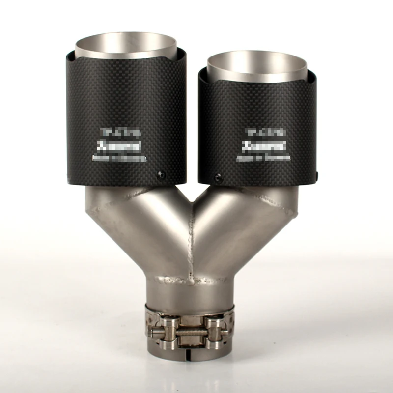 New straight cut car exhaust tip Dual output matte Carbon Fiber sand blasting stainless steel Muffler