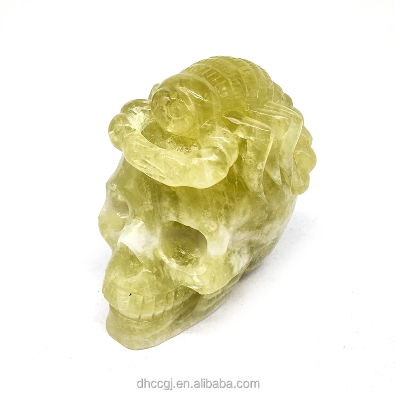 Unique crystal crystal citrine skulls carving polished crystal citrine skulls for healing decoration