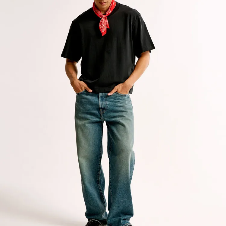 Heavyweight Men Premium Cotton Cropped T Shirts Custom Logo Boxy Fit Streetwear T Shirt