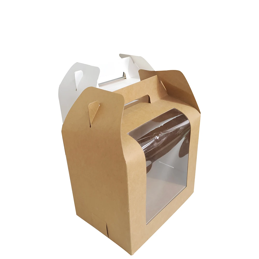 Handheld lollipop paper packaging box open window store candy handmade chocolate cake strawberry display box