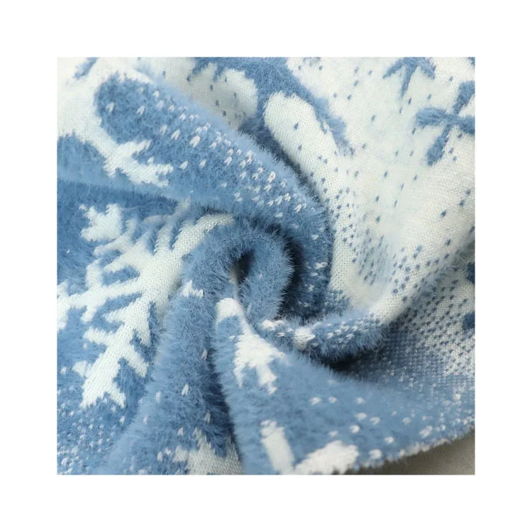 
Snowflake houndstooth popular pattern wool acrylic nylon blended jacquard knitted fabric 