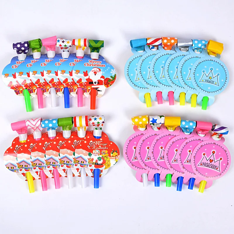 New party supplies Blow roll birthday party children cheer toy whistle 6 pack blow dragon