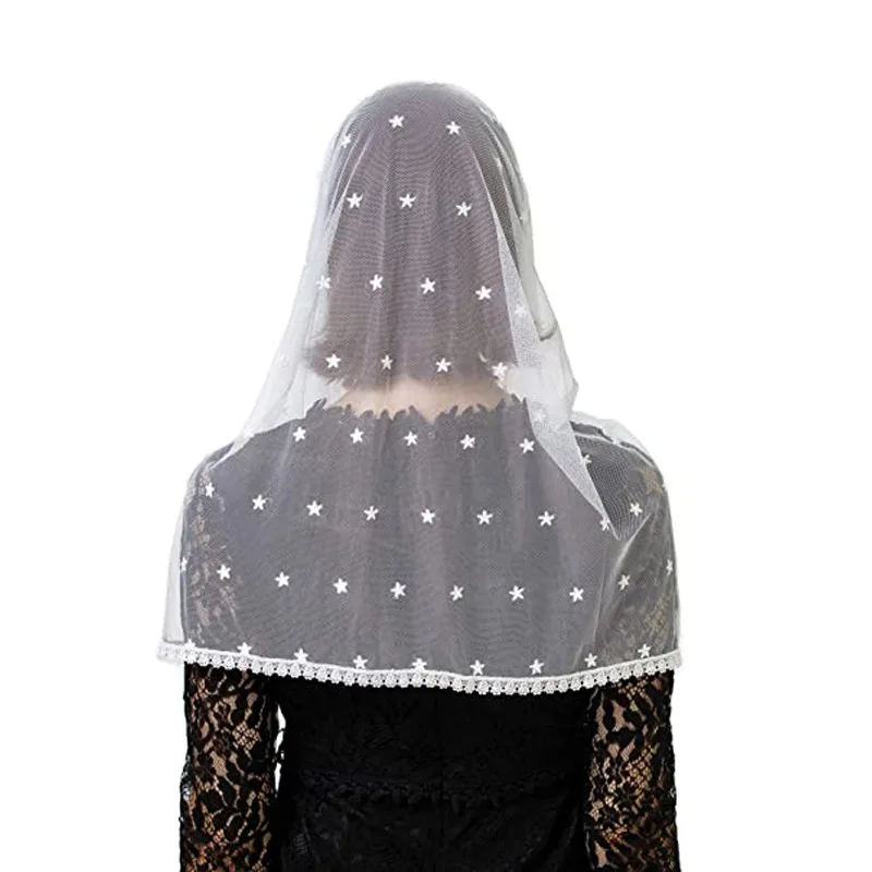 Y-Z Fashion white lace headdress Muslim church hair veil shawl islamic mantilla veil for catholic church