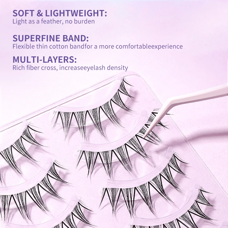 LMLTOP 5 Pairs DIY Lash Extension Kit Full Strip Eyelashes SY917 Lash Boxes Custom Logo Full Strip Eyelashes Mink False Eyelash