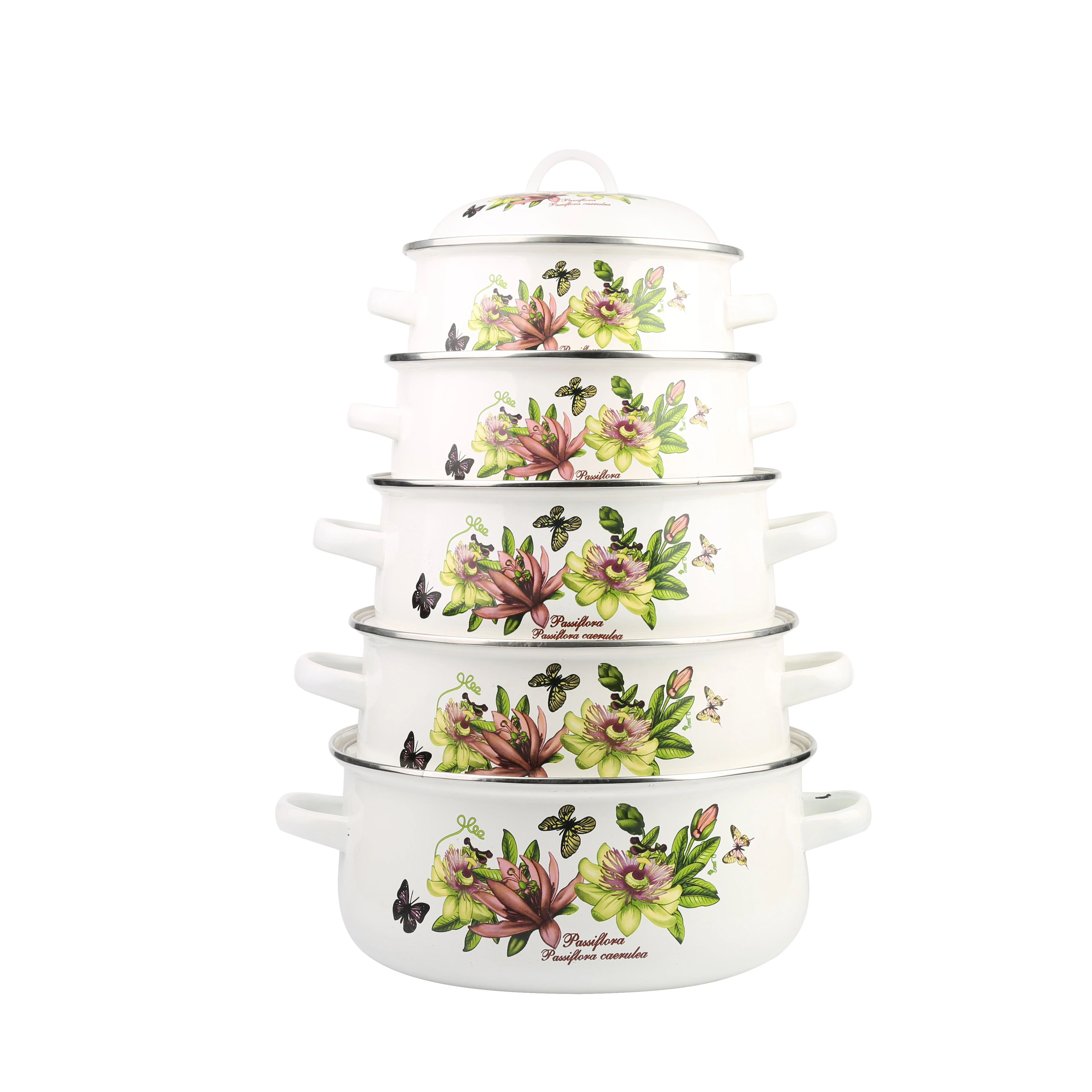 Enamel Casserole Sets 16/18/20/22/24cm AVON Ollas de Peltre Enamel Cookware Bateria hetera sweet cottage Florence